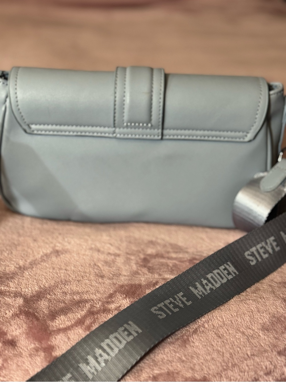 Steve Madden light blue Leather Buckle Crossbody with Strap Pouch - Picture 7 of 8